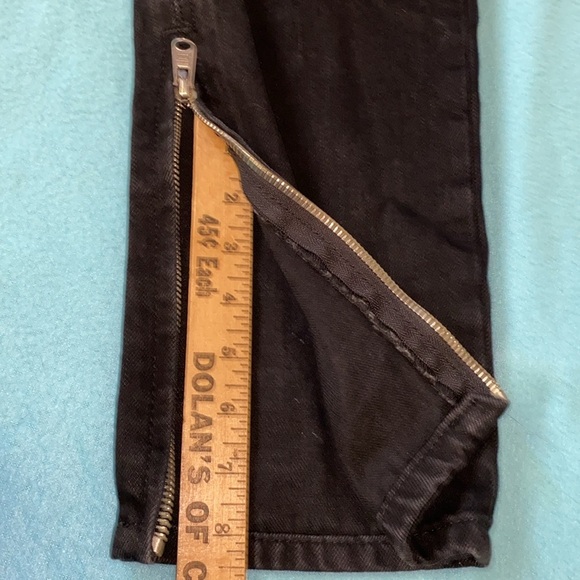 MNML black distressed ankle zips busted knees button fly stretchy NEW size 36 - Picture 9 of 14